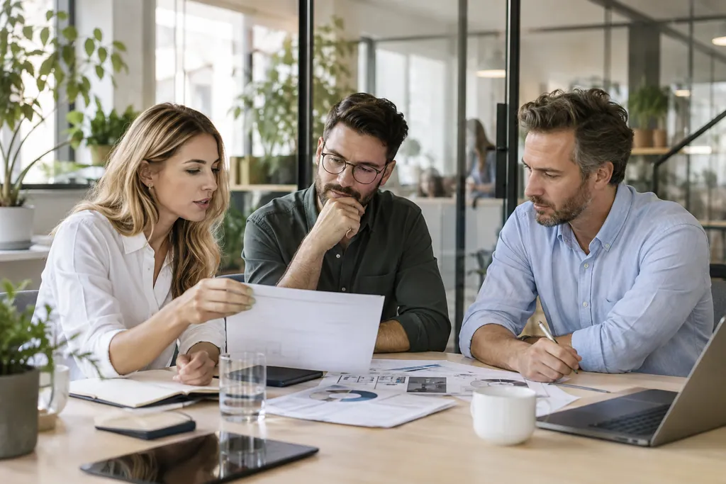 Conceptual editorial image of an international team reviewing a research report